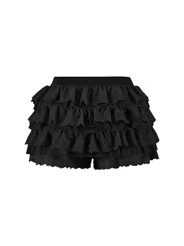 Women Y2K Lace Multi-Layered Bloomers, Lolita Ruffle Shorts, Sexy Short Pumpkin Pants, Elastic Waist Sweet Pettipants thumbnail 4
