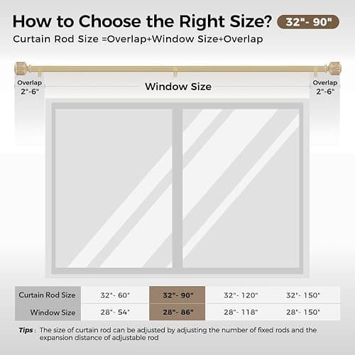Decorative Wood Curtain Rods for Windows 48 to 84, 1 Inch Heavy Duty Boho Curtain Rod Adjustable with Imitation Wooden Grain Leaf Pattern Finials for Farmhouse/Kitchen/Bedroom, 32"-90" thumbnail 7