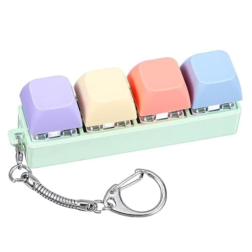 Mabor Fidget Keyboard Clicker, Keyboard Keychain of 4 Colors Decompression Keycap Button Stress Relief Gifts for Adult Women to Relief Stress Pass Time - Image 1