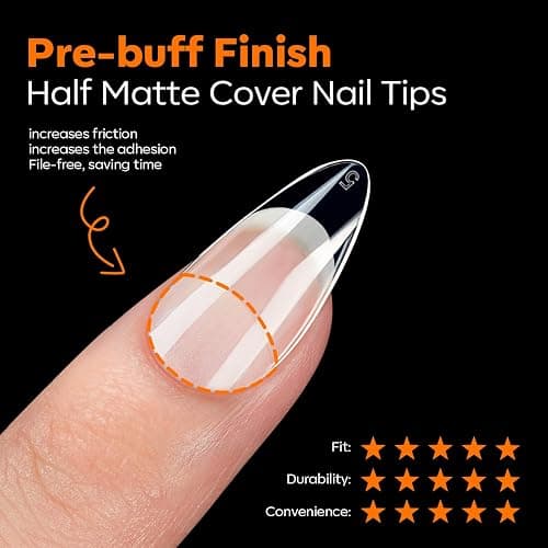 modelones Short Almond Nail Tips, Pre-shaped Soft Gel Tips Fake Nails False Acrylic Clear Full Cover Press on Extension Kit Gel Manicure DIY at Home 216PCS 12Sizes thumbnail 5