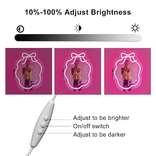 DUOLIYBC Custom Bow Neon Mirror and Sign, Girly Room Decor, Personalized Wall Art, Pink Mirror for Home and Salon thumbnail 5
