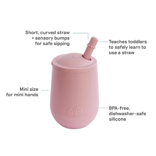 ezpz Mini Cup + Straw Training System (Blush) - 9 Months+ - 100% Silicone Training Cup for Infants + Toddlers - Designed by a Pediatric Feeding Specialist thumbnail 2