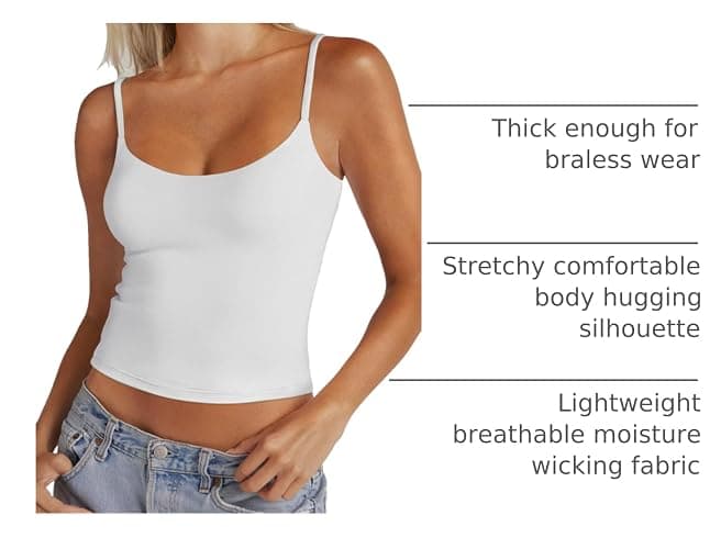PINKMSTYLE Women's Basic Double Lined Scoop Neck Tank Tops Adjustable Cami Tank Summer Sleeveless Tops thumbnail 3