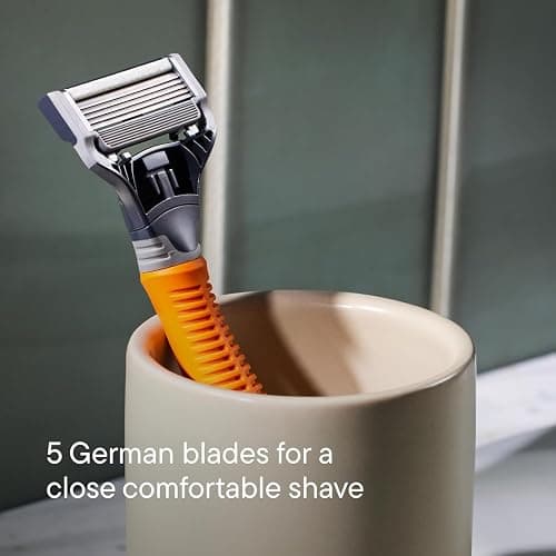 Harry's Original Shaving Kit for Men - Razor Handle, 15 Razor Blade Refills, and Travel Blade Cover - German Engineered - Orange thumbnail 3