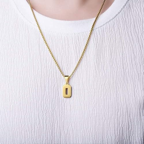 Number Necklaces Personalized Necklaces 18K Gold Plated Initial Number Pendant Stainless Steel Chain Sports Necklaces for Men Women thumbnail 2