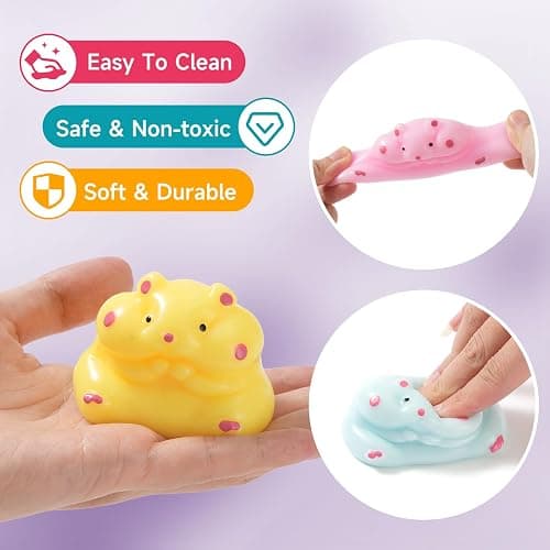 4Pcs Taba Hamster Squishy Stress Relief Toys, Cute Kawaii Animal Fidget Toys with Cheese Accessory, Handmade Sensory Squishies for Anxiety Relief, Kids & Adults, Classroom Prizes, Party Favors, Gifts thumbnail 5