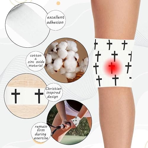 2Pcs Christian Cross Athletic Sports Wrap Tape 2in x 23ft Jesus Cotton Zinc Oxied White Wrist Tape for Tennis Baseball Soccer Boxing, Christian Gifts for Men Women thumbnail 3