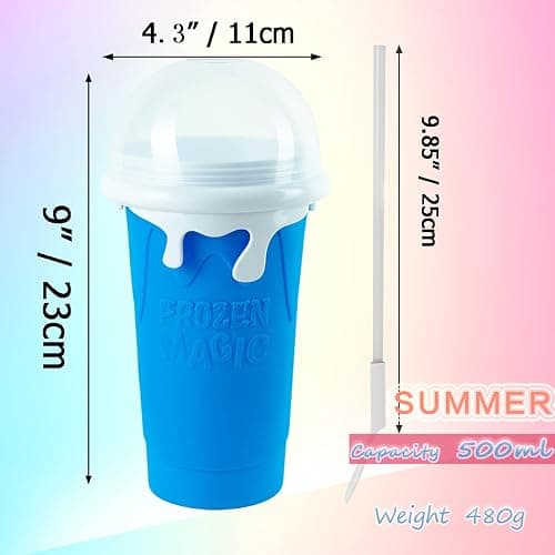 Slushy Maker Cup 16.9 oz Slushy Squeeze Cup for Homemade Milkshake, Magic Slushy Maker Squeeze Cup, DIY Smoothie Maker for Kids (1 in Blue) thumbnail 3
