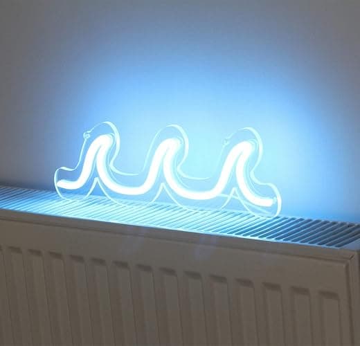 Wave Neon Signs Light Blue LED Night Lights With Dimmable Switch For Kids Wall Decor USB Powered For Living Room Bar Bedroom Christmas Gift(11.8 * 3.9") thumbnail 4