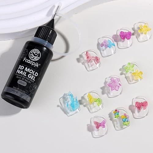 Fcozpjk 3D Sculpting Gel, 15g Clear Molding Gel for Silicone Nail Charms Molds Quick Dry Gels Glue Modeling Carving Flowers Design Nail Charms DIY Home Manicure Salon Supplies UV/LED Cure Needed thumbnail 5