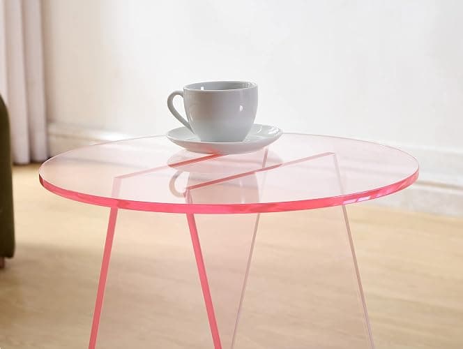 MEETLAKE Acrylic End Table,Pink Side.Nightstand Coffee Table Coffee Table Living Room Bedroom18 inch High, 16x16 inch Table Top. … thumbnail 6