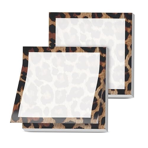 AOPEFNX Sticky Notes, 2 Pads, 3x3 inches, Cute Colorful Fun Self-Stick Note Pads, Easy Post, Strong Adhesive Notepad Cute Black Leopard - Image 1