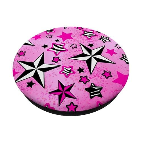McBling Trashy Y2K Aesthetic Tattoo Stars Zebra Pink Black PopSockets Swappable PopGrip thumbnail 2