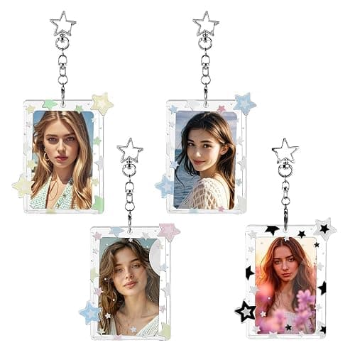 XFSRG 4 Stück Photocard Holder Entzückend Stern Kartenhülle Transparent Katseye Kartenhalter Sammelkarten für Ausweis Idol Photo Display und Buskarte - Image 1