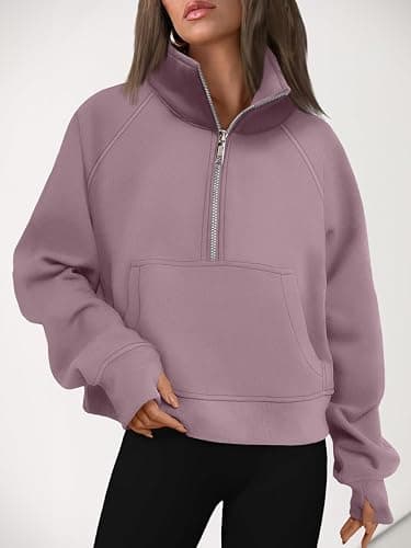 AUTOMET Womens Sweatshirts Half Zip Cropped Pullover Fleece Quarter Zipper Hoodies 2025 Fall Fashion Outfits Clothes thumbnail 6