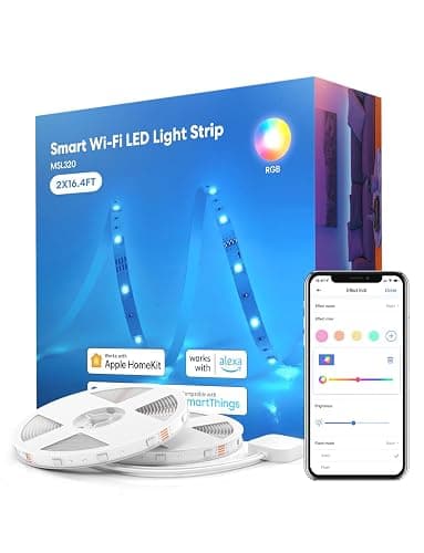 meross Smart LED Strip Lights, 32.8ft WiFi RGB Strip, Works with Apple HomeKit, Siri, Alexa&Google and SmartThings, App Control, Color Changing Lights Strip for Room, Party, Festivals, UL Listed - Image 1