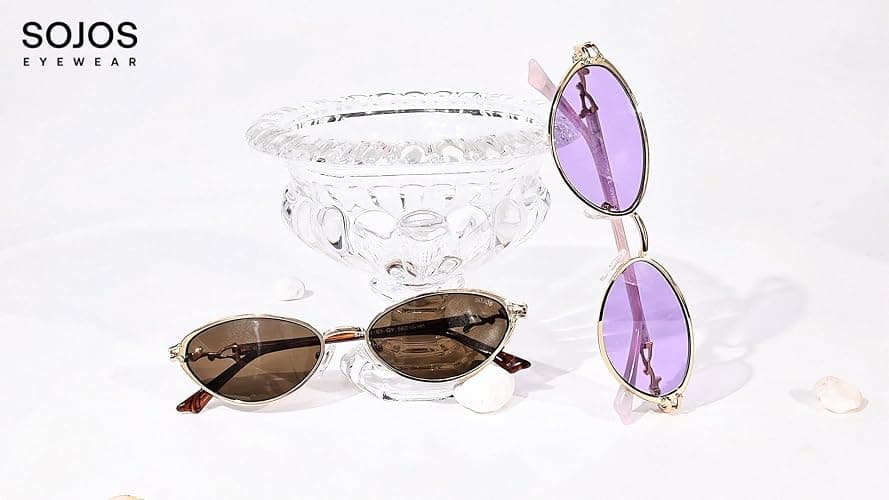 SOJOS Retro Cat Eye Sunglasses Women Men Acetate Metal Frame Trendy Designer UV400 Sun Glasses, Staghorn Coral thumbnail 7