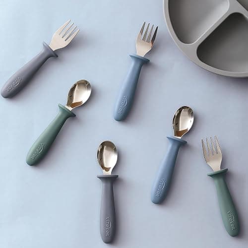 6 Pieces Toddler Utensils, Kids Safe Spoons and Forks, Children Silverware Set with Silicone Handle, 18/8 Stainless Steel, Food-grade Silicone，BPA Free - Dishwasher Safe thumbnail 5