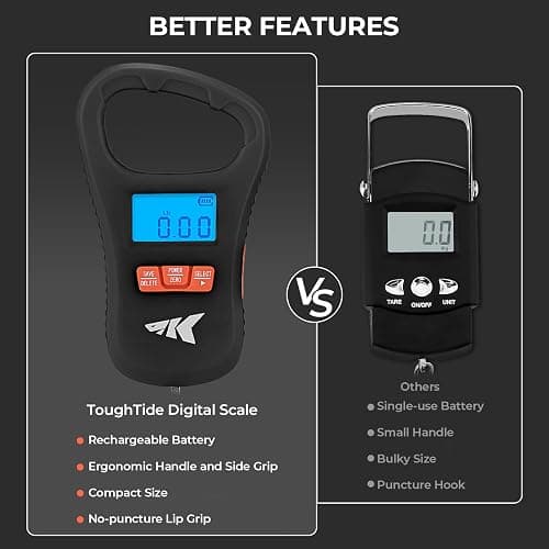 KastKing ToughTide Fishing Scale, USB Charging, 65lb Capacity, Ultra-Thin Digital Fish Scale, LCD Display, Ergonomic Handle, Fish Scales Digital Weight, Fishing Accessories for Men thumbnail 2