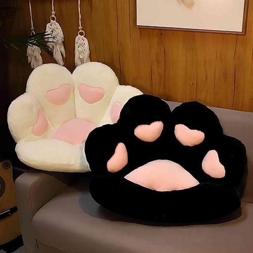 Ditucu Cat Paw Cushion Kawaii Chair Cushions 27.5 x 23.6 inch Cute Stuff Heart-Shaped Seat Pad Comfy Lazy Sofa Office Floor Pillow for Gaming Chairs Room Decor Black thumbnail 7
