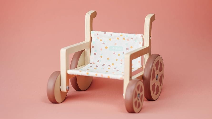 Miniland Doll Stroller, Inclusion Set, Made with ECO Wood Materials, Up to Dolls 38cm | Weelchair thumbnail 4