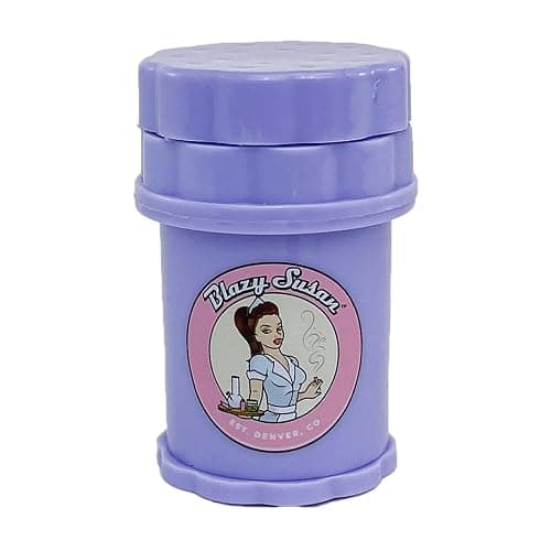 Blazy Susan Mini 4-Piece Herb Saver Grinder (Purple) - Purple thumbnail 3