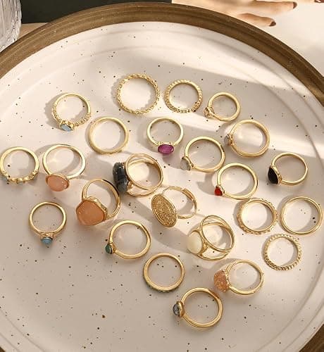 iF YOU 25 Pcs Gold Knuckle Ring Set for Women, Chunky Stackable Finger Midi Rings, Silver Simple Stacking Cute Rings Pack Trendy Stuff Jewelry Christmas Gift thumbnail 8
