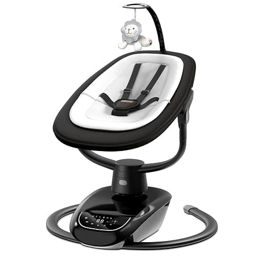 Angelbliss Baby Swing with Custom Motion, 3D-Motion Electric Swing with 6 Unique Motions & 4-Speeds, Bluetooth Enabled, 13 Preset Lullabies (Black) - Image 1