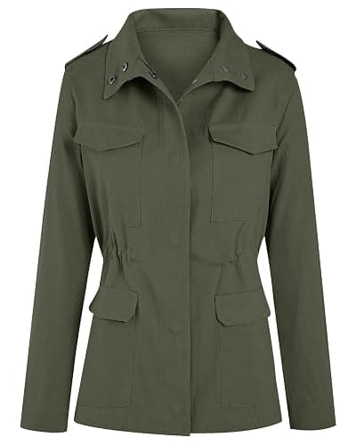 Imily Bela Womens Jacket Ladies Utility Jacket Stand-Up Collar Parka Lightweight with Multiple Pockets Autumn thumbnail 4