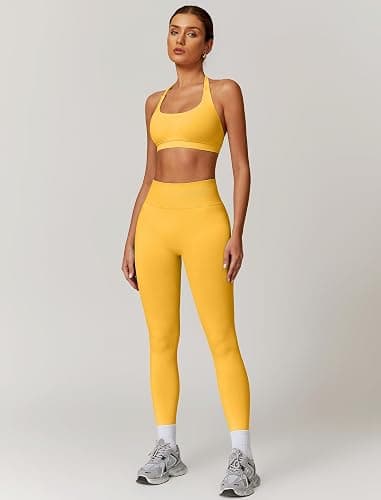 ABOCIW Workout Sets for Women Seamless Scunch Butt Lifting Impact Leggings Halter Sports Bra 2 Piece Gym Outfits thumbnail 4