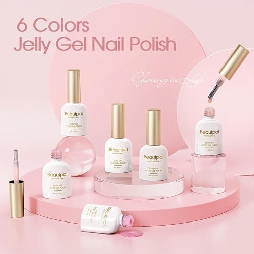Beautpal Nude Gel Polish Set, 6pcs Jelly Gel Polish Nude Pink Neutral Color Translucent Gel Nail Kits for Salon Gel Manicure and Nail Art DIY at Home 8ml J05 thumbnail 6