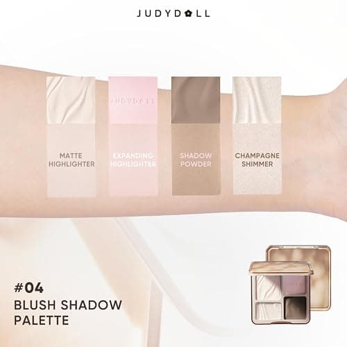 JUDYDOLL Highlight & Contour Palette, All-in-One Matte Highlighter Contour Compact, Natural Brightening Finish for Cool Fair & Olive Skin (New Version 04 Blush Shadow Palette) thumbnail 2