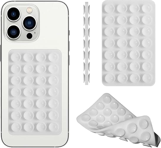Silicone Double-Sided Suction Phone Case Detachable Mount, Car Dashboard Phone Holder, Fidget Sticky Grip Phone Accessories, Hands-Free Trending Stuff Stand for ASMR/TikTok/Gym/Cooking Creator(White) - Image 1