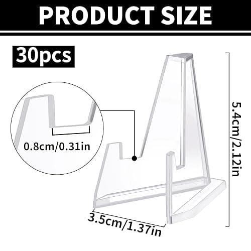 Display Stand, 30 pack Mini Clear Card Stands, Coin Display Holder Easel for Coins, Trading Cards, CDs, 2.13 Inch Tall thumbnail 3