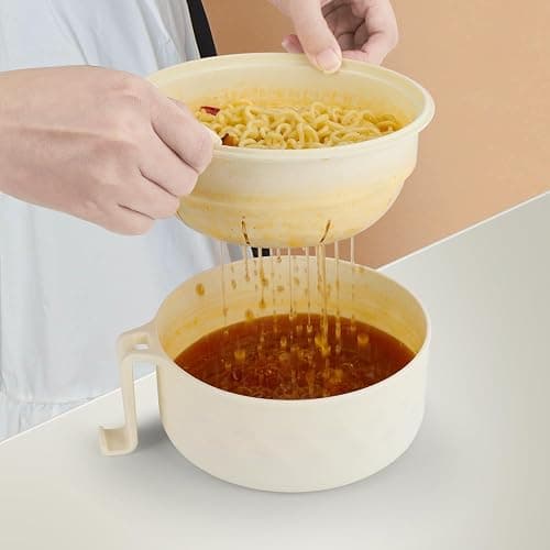 UUGLAM Ramen Bowl Set, Ramen Cooker 33 oz, Ramen Bowls with Chopsticks and Spoon, Microwave Pasta Cooker, College Dorm Essentials for Girls Guys (Beige) thumbnail 2