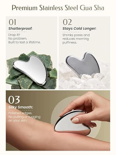 Stainless Steel Gua Sha Facial Tools, Guasha Tool for Face Acupuncture Therapy Trigger Point Treatment, Gua Sha Scraping Massage Tool thumbnail 3
