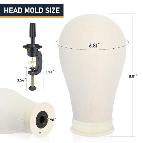 Hemndic Wig Stand with Head, Height Adjustable Wig Stand, Wig Head Stand with Mannequin Head with Extra Wig head Clamp Stand thumbnail 2