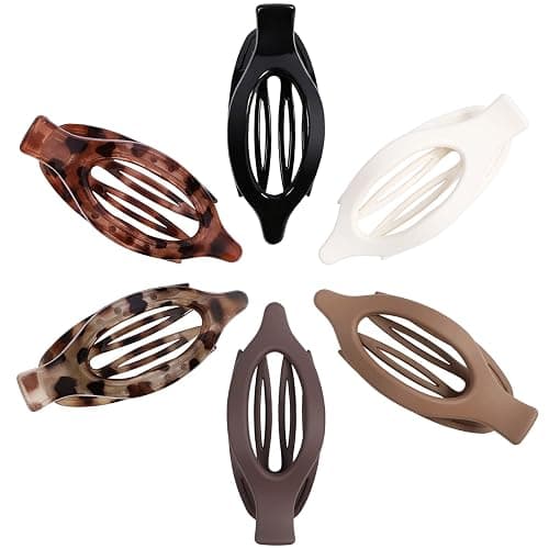 Flat Hair Clips for Women - 6 PCS French Flat Claw Clips Medium Hair Clips for Girls Large Hair Claw Clips for Thick or Thin Hair Strong Hold No Slip Hair Accessories for women (Transparent) thumbnail 7