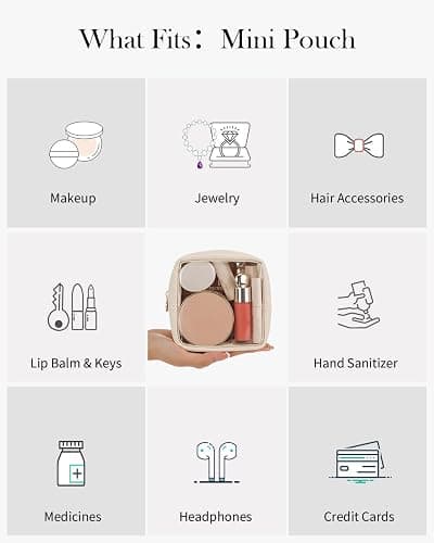 Pocmimut Clear Makeup Bag,Easy to Find Mini Makeup Bag for Purse,Travel Makeup Bag for Car, Compact Cosmetic Pouch for Daily Essentials,Beige thumbnail 5