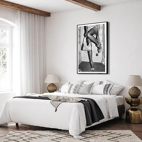 High Fashion Poster Trendy Black and White Wall Art Retro Girl Luxury Feminist Canvas Prints Beautiful Chic Woman Picture for College Dorm Batchroom Bedroom Room Decor 16x24in Metal Black Frame thumbnail 6