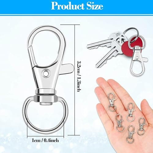 Anezus 100Pcs Key Chain Clip Hooks Swivel Lanyard Snap Hook Keychain Hooks for Lanyard Key Rings Crafting thumbnail 3