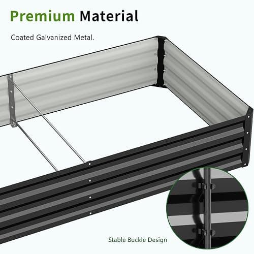 DoCred Galvanized Raised Garden Bed with 87" H Arch Trellis for Climbing Plants, Raised Outdoor Planter Garden Box with Climbing Netting for Gardening, Climbing Vegetables, Flower, Black thumbnail 5