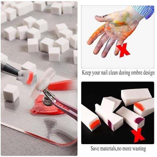 Fcozpjk Soft Sponges with Grabbing Pen for Ombre and Aura Nail Art with Brush, Professional Manicure Nail Art Tools Accessories Supplies, 100 Pieces thumbnail 6