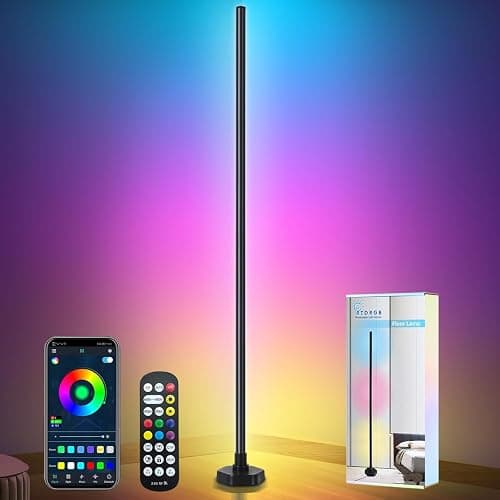 YTDRGB Corner Floor Lamp RGBW, LED Floor Lamp with APP, IF Remote Control, Music Sync, Timer and 16 Million DIY Colors, Smart Corner Light for Gaming Rooms Bedrooms - Image 1