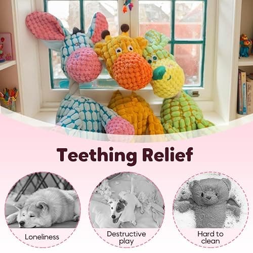 Hknbj Indestructible Dog Toy, 2026 New Durable Plush Dog Toys for Aggressive Chewers, Squeaky Chew Toy for Small Medium Large Dogs Puppy Teething Toys (Blue+Green) thumbnail 3