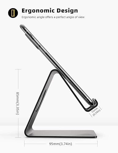 Lamicall Cell Phone Stand, Phone Dock: Cradle, Holder, Stand for Office Desk - Black thumbnail 5