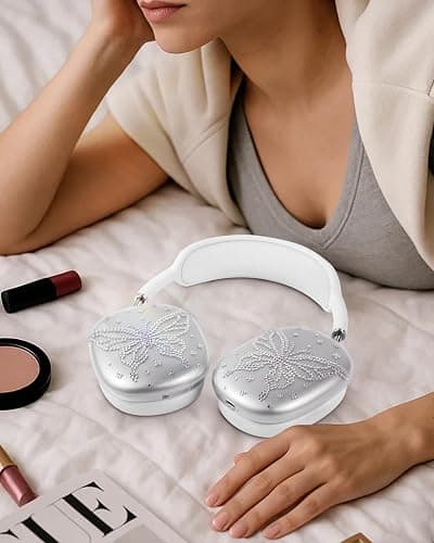 Joyleop for Airpods Max Headphone Case - Durable Soft TPU Protective Cover (Anti-Scratch,Anti-Fingerprint) for AirPods Max Cover,Clear Bling Headphones Case with Rhinestones for Women,Butterfly thumbnail 4