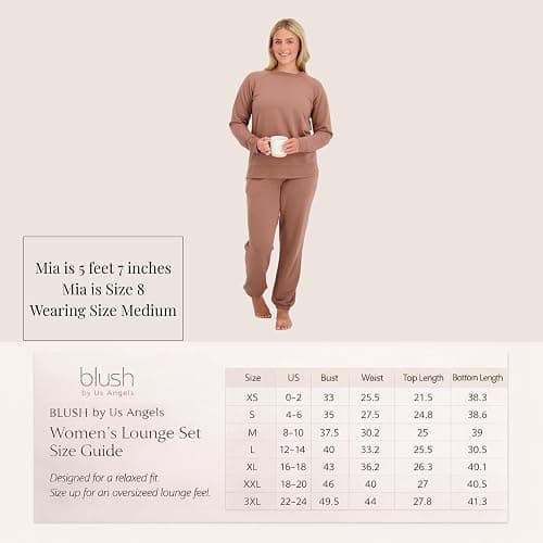 Blush by Us Angels 2 Piece Jogger Lounge Set for Women | Women's Travel Sweatsuit - Lightweight, Cozy Loungewear thumbnail 8