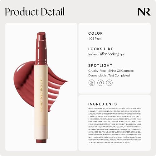 Nature Republic HONEY MELTING LIP (05 PLUM) SOFT LIP STICK, Hydrating Gloss, Moisturizing balms, Sheer tint, Shine & Glowy Finish, korean make up, Stocking Stuffers thumbnail 7