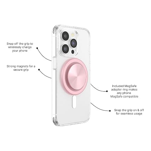 PopSockets PopGrip for MagSafe, Magnetic Phone Grip & Stand, Swappable Top, Secure Grip for iPhone MagSafe Cases, Kickstand for Hands-Free Viewing, Wireless Charging Compatible - Dusty Rose - MagSafe - Dsuty Rose thumbnail 2